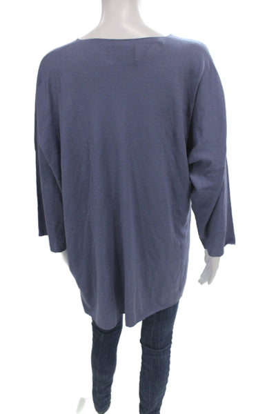 Shi Womens Pullover Sweater Blue V Neck 3/4 Sleeve Casual Size One Size
