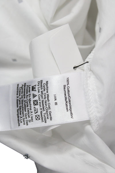 DKNY Jeans Women Tunic Button-Up Long Sleeve Cotton White Rhinestone Size L