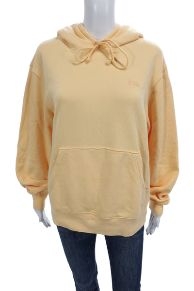 Kith Women Hooded Pullover Yellow Cotton Drawstring Long Sleeve Size S
