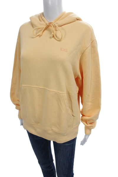 Kith Women Hooded Pullover Yellow Cotton Drawstring Long Sleeve Size S