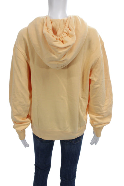 Kith Women Hooded Pullover Yellow Cotton Drawstring Long Sleeve Size S
