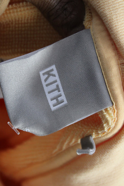 Kith Women Hooded Pullover Yellow Cotton Drawstring Long Sleeve Size S