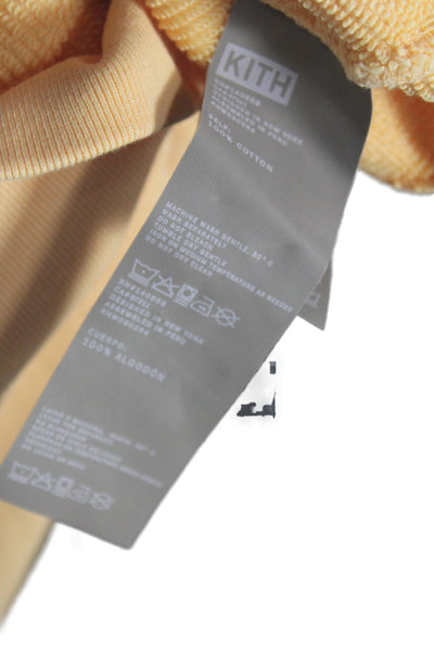 Kith Women Hooded Pullover Yellow Cotton Drawstring Long Sleeve Size S