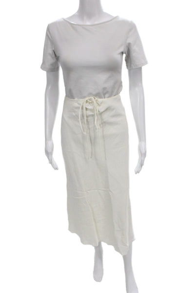Jonathan Simkhai Women Set Ivory Drawstring Midi Skirt Long Sleeve Size XS