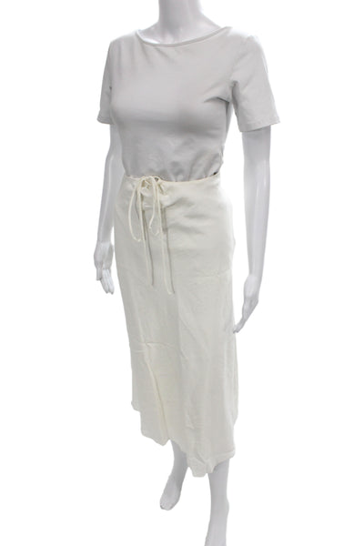 Jonathan Simkhai Women Set Ivory Drawstring Midi Skirt Long Sleeve Size XS
