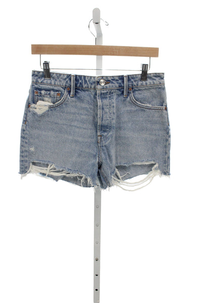 Grlfrnd Women Cut-Off Shorts Blue Cotton Size 26