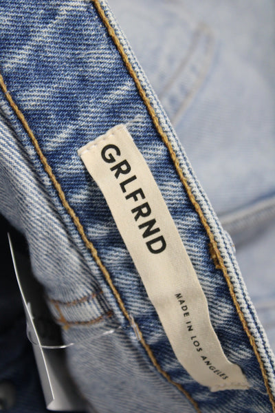 Grlfrnd Women Cut-Off Shorts Blue Cotton Size 26