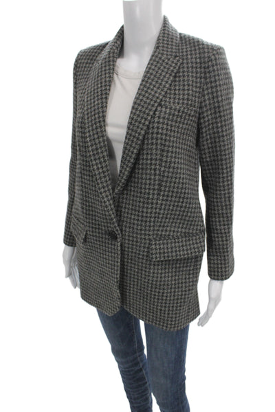 Isabel Marant Etoile Women Wool Plaid Button Basic Jacket Gray Size 34