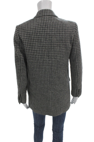 Isabel Marant Etoile Women Wool Plaid Button Basic Jacket Gray Size 34