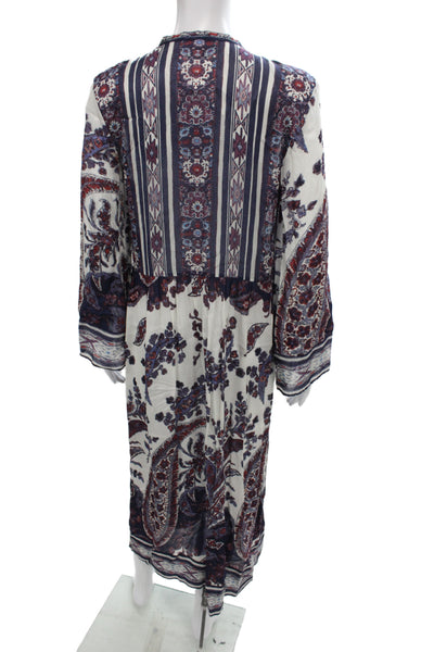 Isabel Marant Etoile Womens Maxi Dress Silk Paisley Long Sleeve Henley Size 4