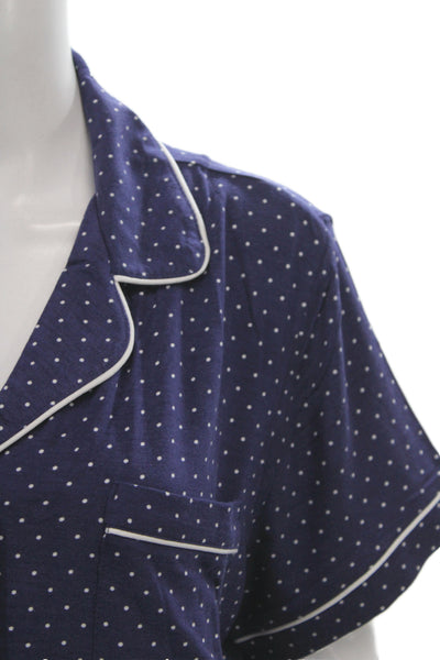 Kate Spade New York Womens Polka Dot Shorts Pajama Set Navy Blue Size Large