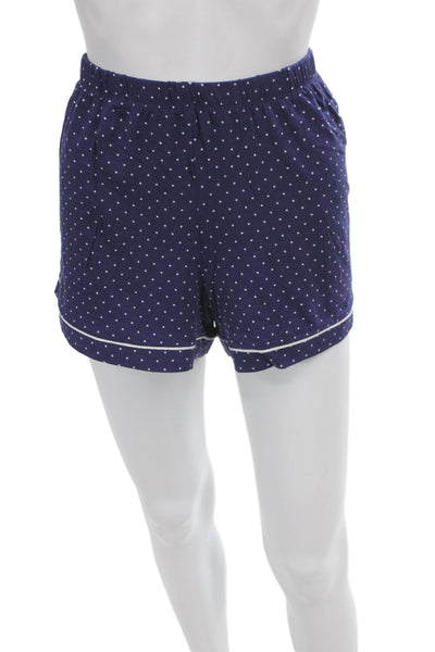 Kate Spade New York Womens Polka Dot Shorts Pajama Set Navy Blue Size Large