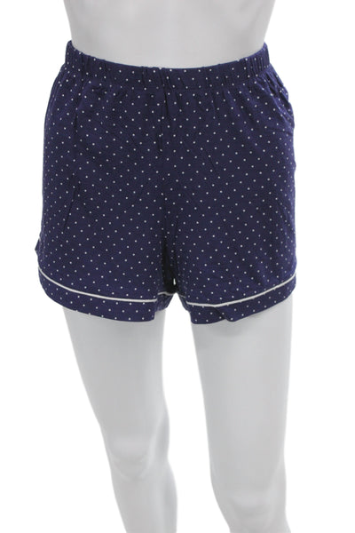 Kate Spade New York Womens Polka Dot Shorts Pajama Set Navy Blue Size Large