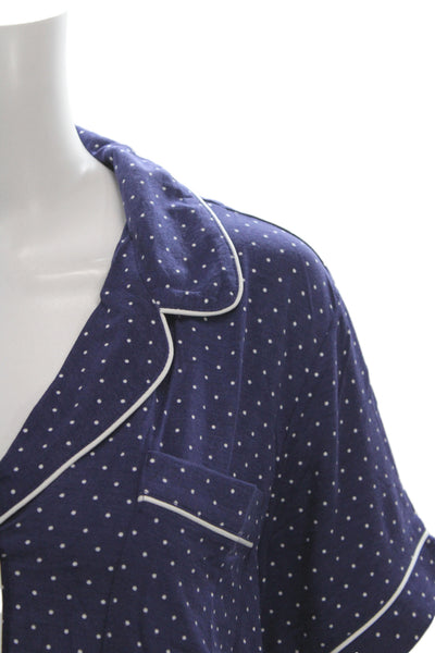 Kate Spade New York Womens Polka Dot Shorts Pajama Set Navy Blue Size Large