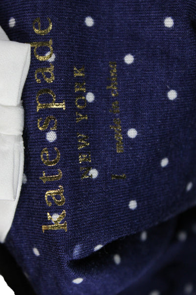 Kate Spade New York Womens Polka Dot Shorts Pajama Set Navy Blue Size Large