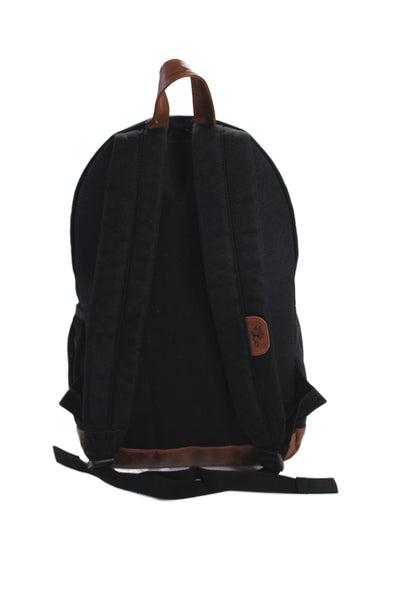 Goat Mens Zip Around Leather Trim Pocket Front Logo Backpack Black Brown