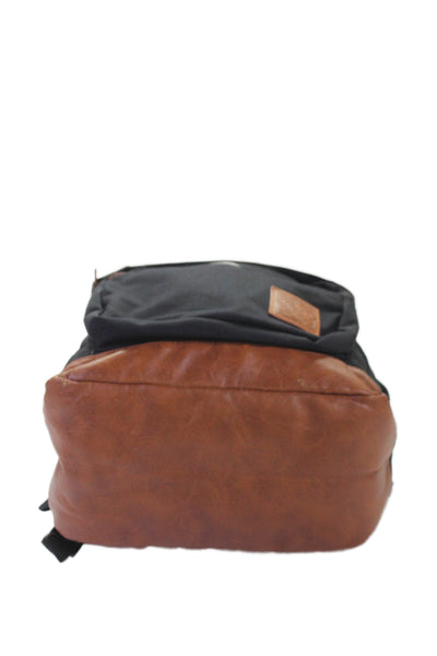Goat Mens Zip Around Leather Trim Pocket Front Logo Backpack Black Brown