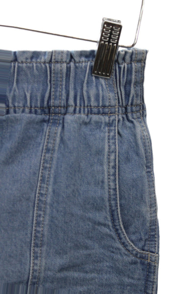 Madewell Womens Paperbag Shorts Blue Cotton Button Casual Size 25