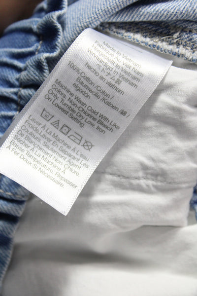 Madewell Womens Paperbag Shorts Blue Cotton Button Casual Size 25