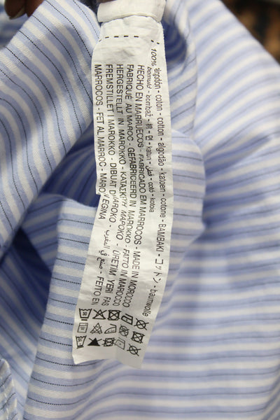 Zara Women Striped Collared Cotton Button-Up Long Sleeve Basic Shirt Size XS