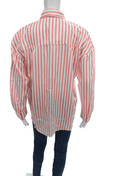 Bella Dahl Women Pink Striped Collared Long Sleeve Button-Up Tencel Size XS