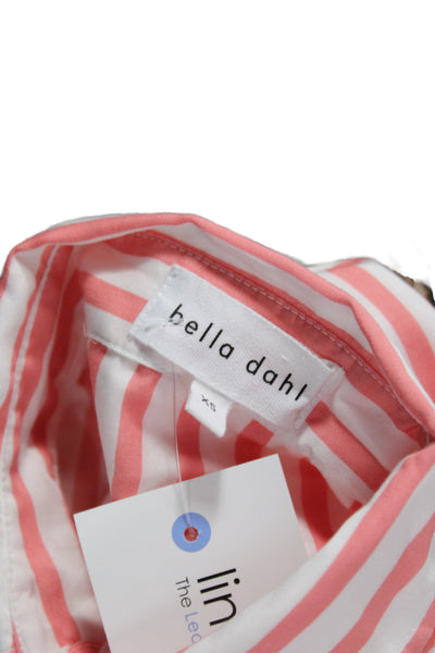 Bella Dahl Women Pink Striped Collared Long Sleeve Button-Up Tencel Size XS