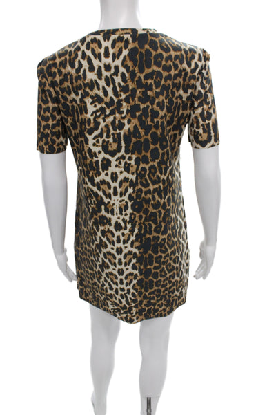 Zara Womens Shift Dress Multicolor Animal Print Short Sleeve Knee Size XS