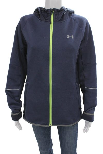 Under Armour Womens Basic Jacket Blue Polyester Zip Long Sleeve Size M