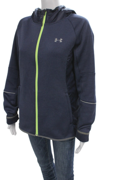 Under Armour Womens Basic Jacket Blue Polyester Zip Long Sleeve Size M