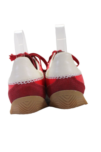 Adidas Unisex Leather Striped Sneakers Red White Size 10