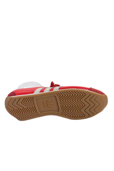 Adidas Unisex Leather Striped Sneakers Red White Size 10