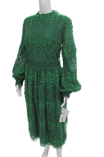 Costarellos Womens A-Line Green High Neck Long Sleeve Dress Size 46
