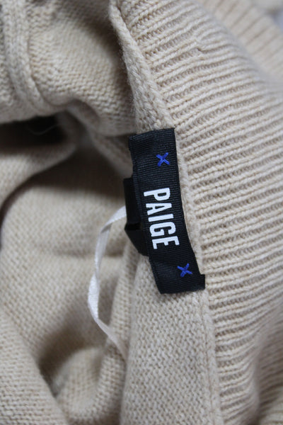 Paige Women Beige Boat Neck Pullover 70% Wool Long Sleeve Size XL