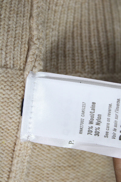 Paige Women Beige Boat Neck Pullover 70% Wool Long Sleeve Size XL