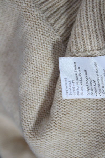 Paige Women Beige Boat Neck Pullover 70% Wool Long Sleeve Size XL