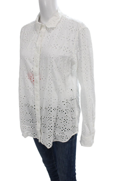 Lauren Ralph Lauren Women White Cotton Collared Long-Sleeve Button-Up Size XL