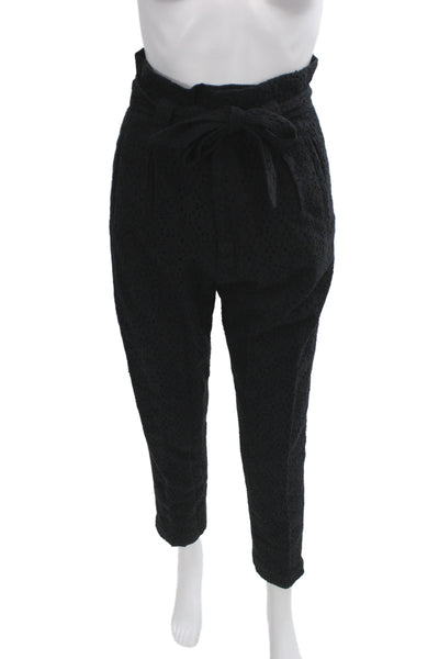 Joie Women Paperbag Waist Black Cotton Pants Inseam 26 Size 4