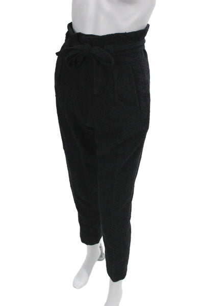 Joie Women Paperbag Waist Black Cotton Pants Inseam 26 Size 4