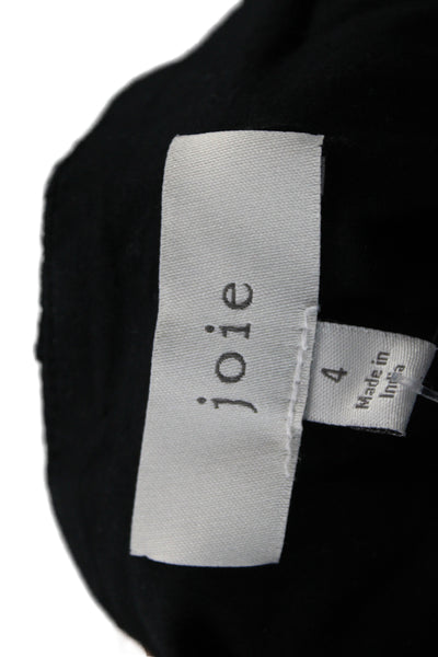 Joie Women Paperbag Waist Black Cotton Pants Inseam 26 Size 4