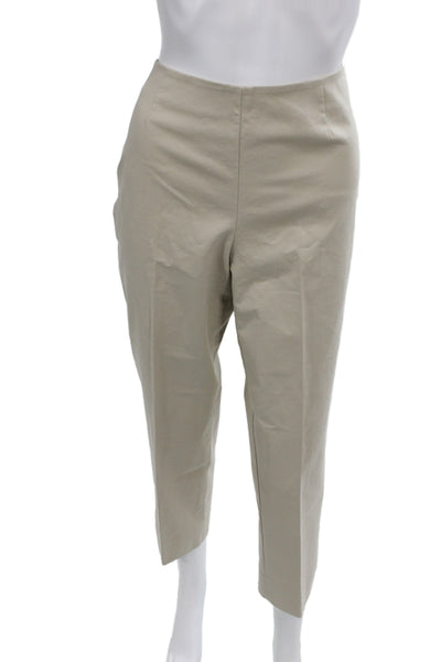 Lafayette 148 New York Womens Cropped Beige Pants Zip 96% Cotton Size 8