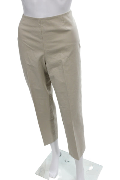 Lafayette 148 New York Womens Cropped Beige Pants Zip 96% Cotton Size 8