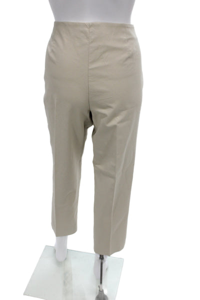 Lafayette 148 New York Womens Cropped Beige Pants Zip 96% Cotton Size 8
