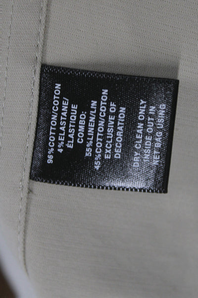 Lafayette 148 New York Womens Beige Cotton Basic Jacket 3/4 Sleeve Zip Size L
