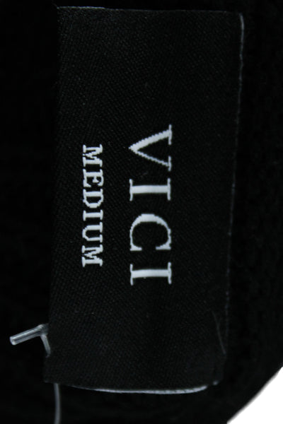 Vici Womens Black Floral Boat Neck Pullover Sweater Long Sleeve Size M