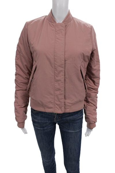 Lululemon Womens Bomber Jacket Pink Nylon Argyle Diamond Long Sleeve Size 6