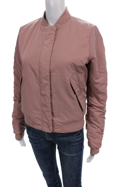 Lululemon Womens Bomber Jacket Pink Nylon Argyle Diamond Long Sleeve Size 6