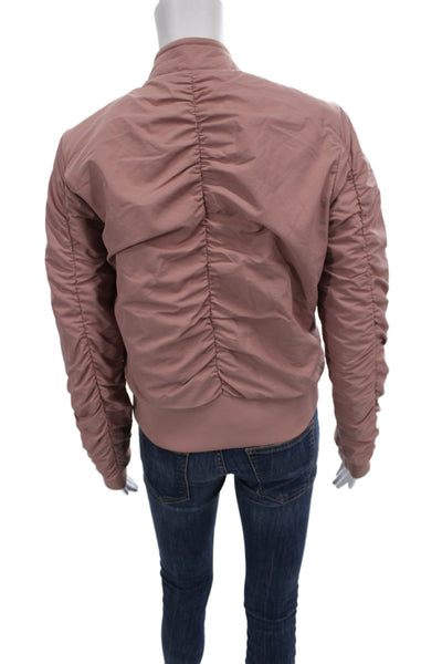 Lululemon Womens Bomber Jacket Pink Nylon Argyle Diamond Long Sleeve Size 6