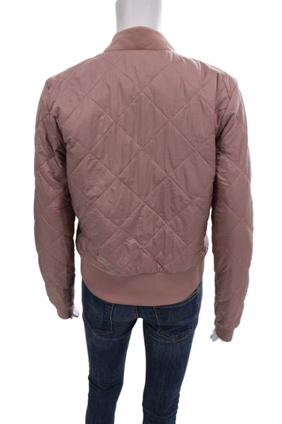 Lululemon Womens Bomber Jacket Pink Nylon Argyle Diamond Long Sleeve Size 6