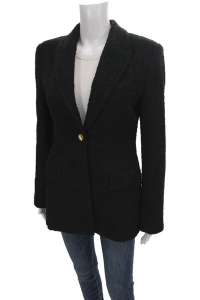 Zara Womens Black Basic Jacket Button Long Sleeve Classic Size M