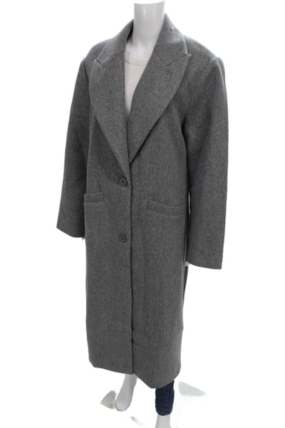 Lioness Womens Overcoat Gray Polyester Long Sleeve Button Solid Size M